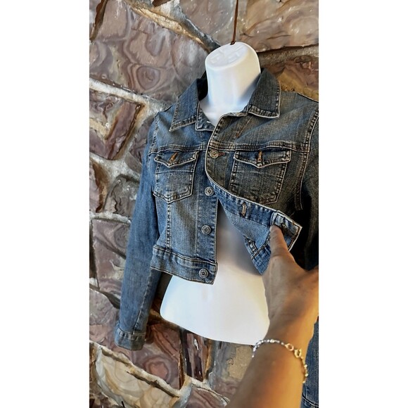 Y2K Denim Jacket Women’s Fitted Stretch Jean Jacket 2000s Vintage M Made in usa - Picture 3 of 8